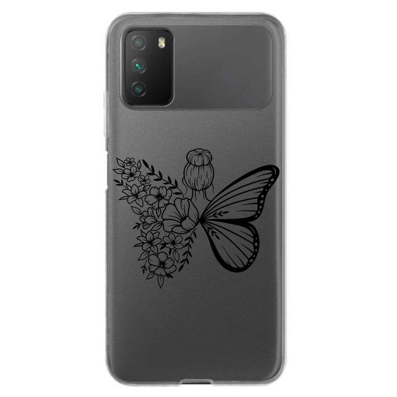 کاور مگافون طرح دختر پروانه ای مدل C53-B مناسب برای گوشی موبایل شیائومی Poco M3