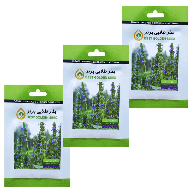 بذر گیاه دارویی تخم شربتی بذر طلایی برتر کد BTB-105 مجموعه 3 عددی