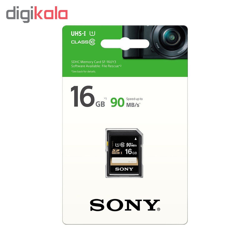 کارت حافظه SDHC سونی مدل SF-16UY3 کلاس 10 استاندارد UHS-I U1 سرعت 90MBps ظرفیت 16 گیگابایت
