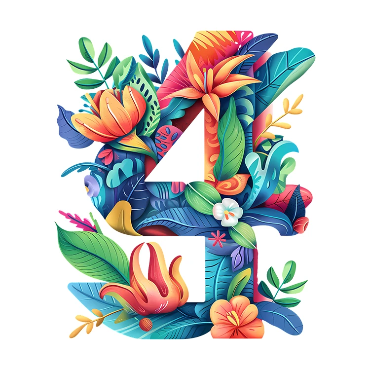 استیکر پارچه و لباس پاد آفرین مدل کارتونی عدد چهار کد S2919