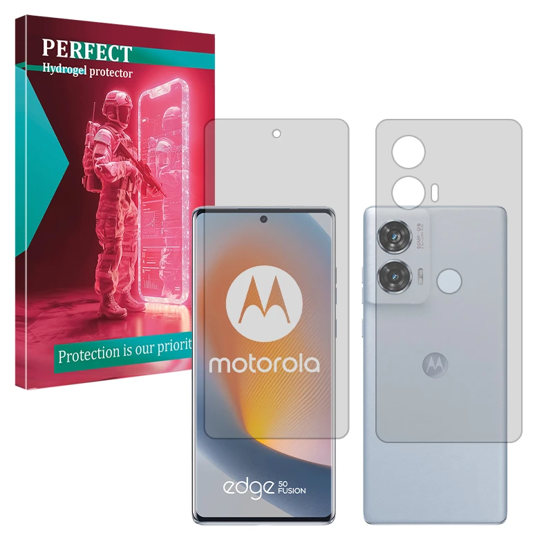 محافظ صفحه نمایش شفاف پرفکت مدل Tough مناسب برای گوشی موبایل موتورولا Edge 50 Fusion به همراه محافظ پشت گوشی