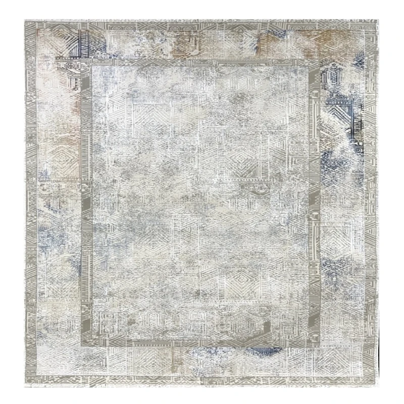 فرش ماشینی 480 شانه زمینه کرم حاشیه سیلور مدل 1722