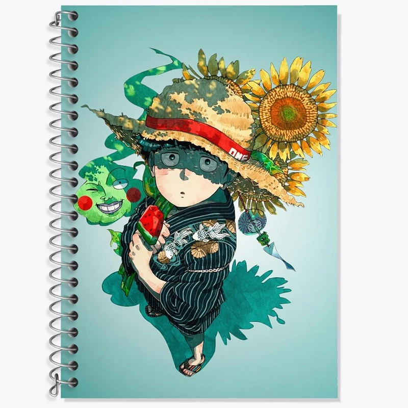 دفتر زبان 50 برگ خندالو مدل سه خط طرح شییکو انیمه موب سایکو Mob Psycho 100 کد 24458