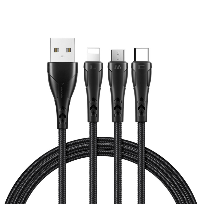 کابل تبدیل USB به Micro USB/ USB-C / لایتنینگ مک دودو مدل ca-696 طول 1.2 متر