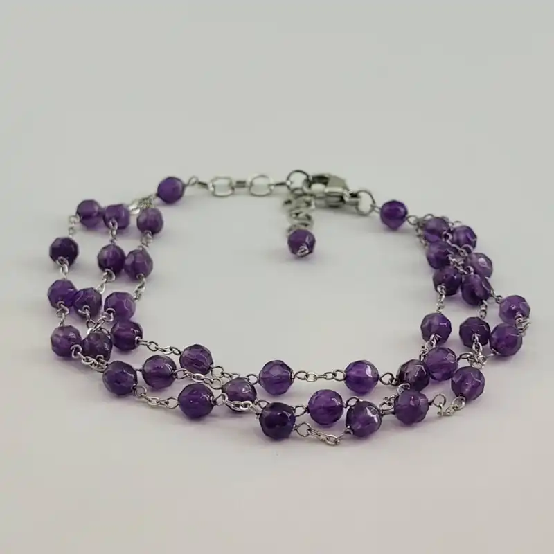 نیم ست زنانه مدل سنگ آمیتیست تراش  کد 7109