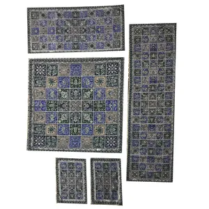 ست 5 تکه رومیزی ترمه طرح خشتی زرین کد ts02