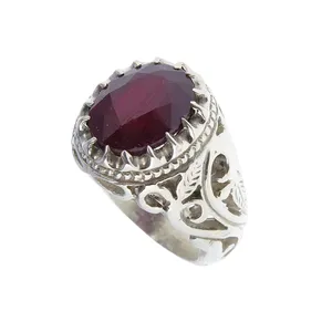 انگشتر نقره مردانه مدل یاقوت