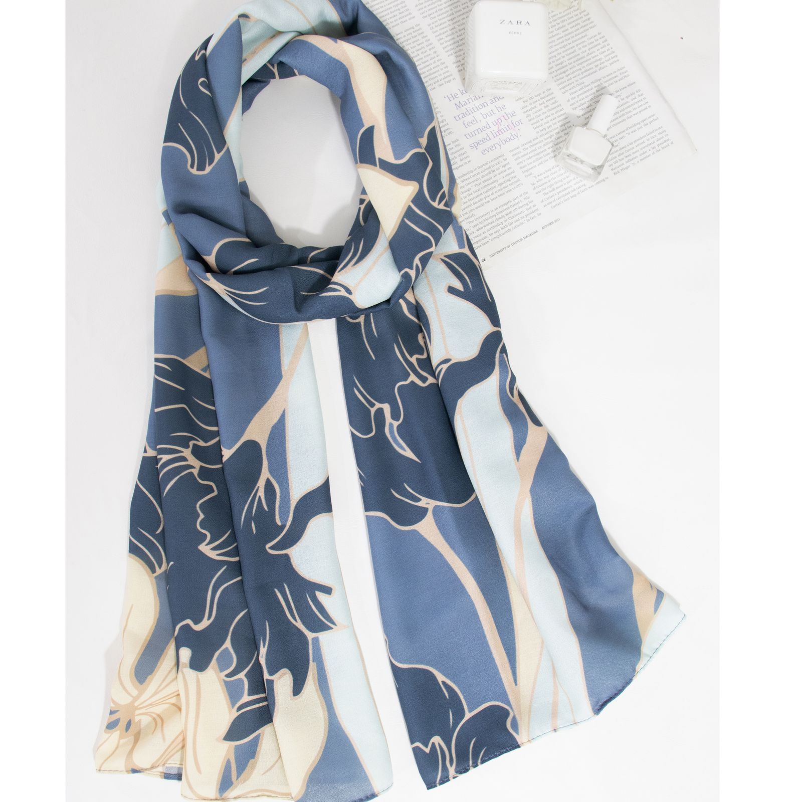 شال زنانه مدل نخ ابریشم بهاری طرح دار کد 2109 -  - 3