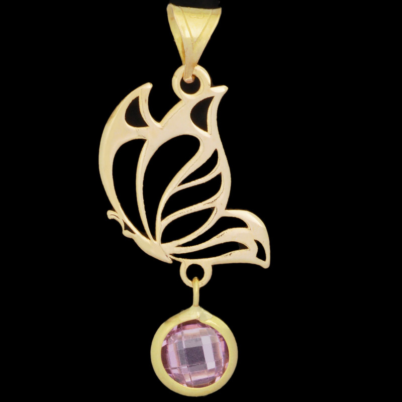 آویز گردنبند طلا 18 عیار زنانه طلای مستجابی طرح پروانه مارکو کد B1433