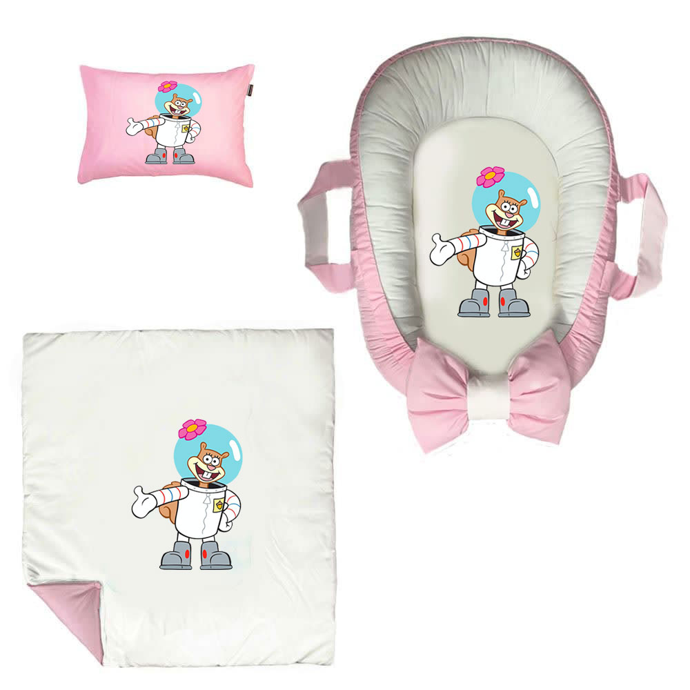 سرویس خواب سه تکه نوزاد ناریکو مدل گارد محافظ دار طرح سنجاب باب اسفنجی کد 0633