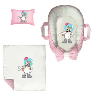 سرویس خواب سه تکه نوزاد ناریکو مدل گارد محافظ دار طرح سنجاب باب اسفنجی کد 0633