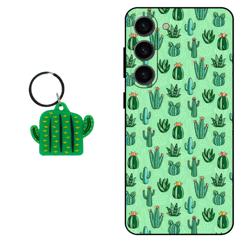 کاور مگافون طرح کاکتوس مدل 1643 مناسب برای گوشی موبایل سامسونگ Galaxy S23 به همراه جاسوئیچی 