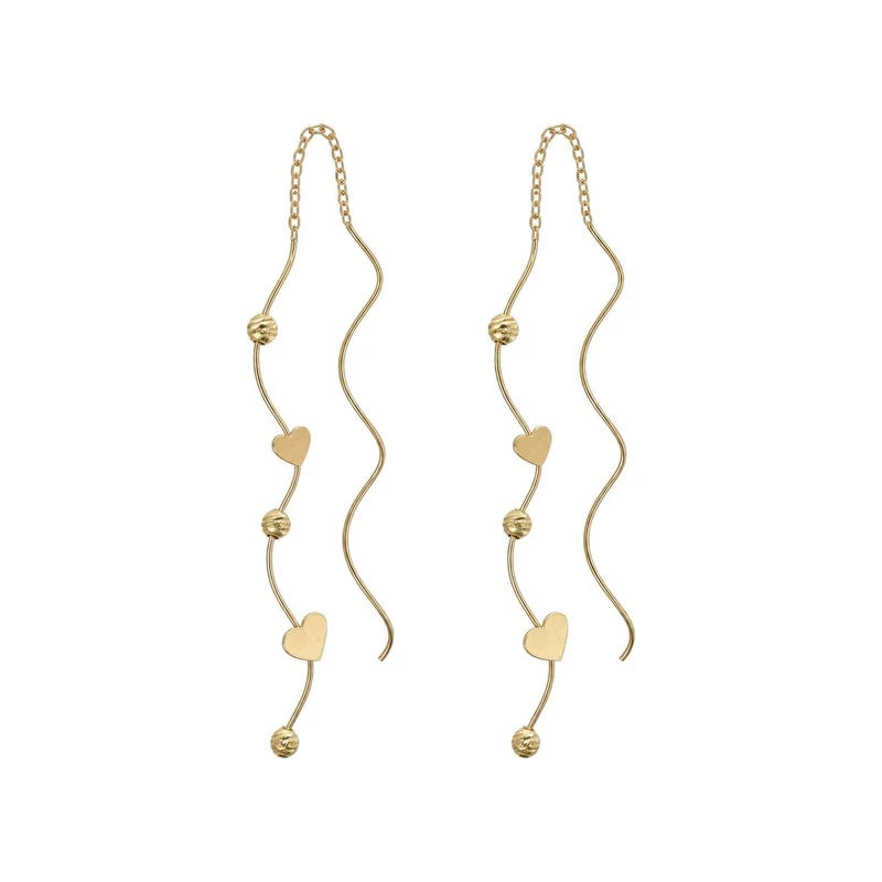 گوشواره بخیه‌ای طلا 18 عیار زنانه مان گالری مدل پیچک قلب کد EA01-0032300
