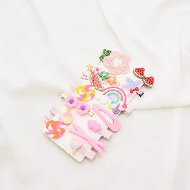 گیره مو دخترانه مدل سیلیکونی مجموعه 14 عددی