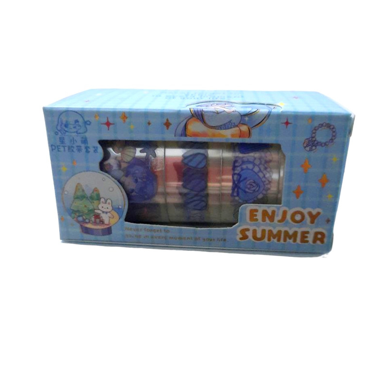 چسب نواری مدل واشی شفاف طرح دختر و چتر کد 088 بسته 4عددی
