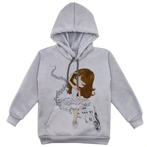 هودی دخترانه مدل دختر F53 رنگ طوسی