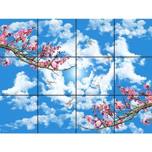  تایل سقفی آسمان مجازی طرح شکوفه کد 580 سایز 60x60 سانتی متر مجموعه 12 عددی