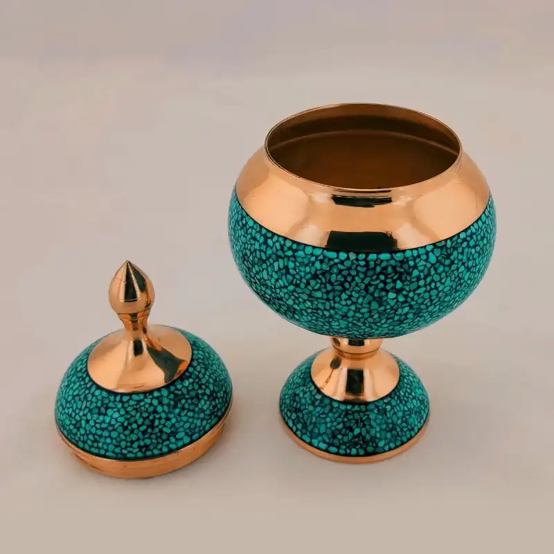 ست 3 تکه گلدان و شکلات خوری فیروزه کوبی مدل F010 کد F012