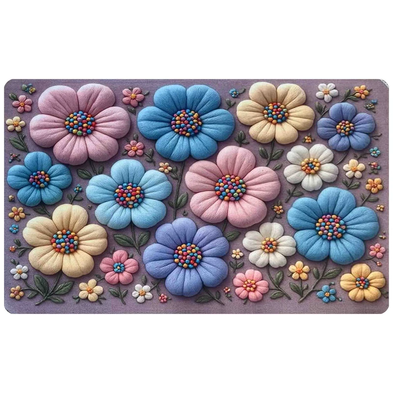 پادری مدل راما اسفنجی طرح باغ گل R-186  سایز 70x50 سانتی‌متر مناسب برای فضای داخلی