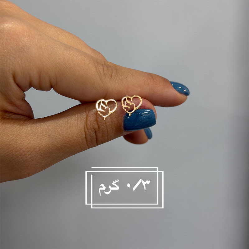 گوشواره طلا 18 عیار زنانه فرشته مدل طرح قلب کد WEL-000362 - 5