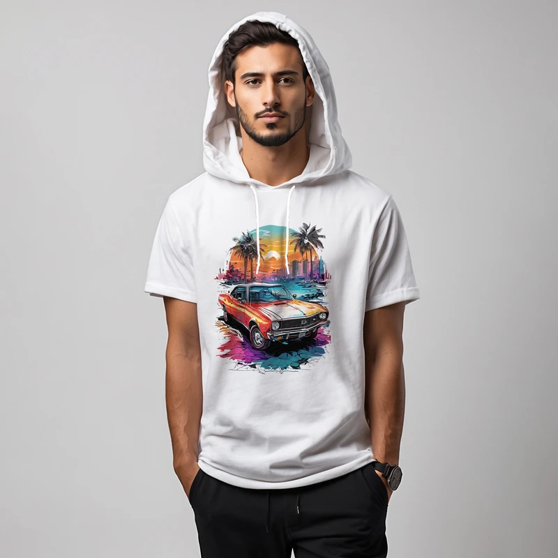 تی شرت کلاه دار مردانه مدل 14020828a رنگ سفید