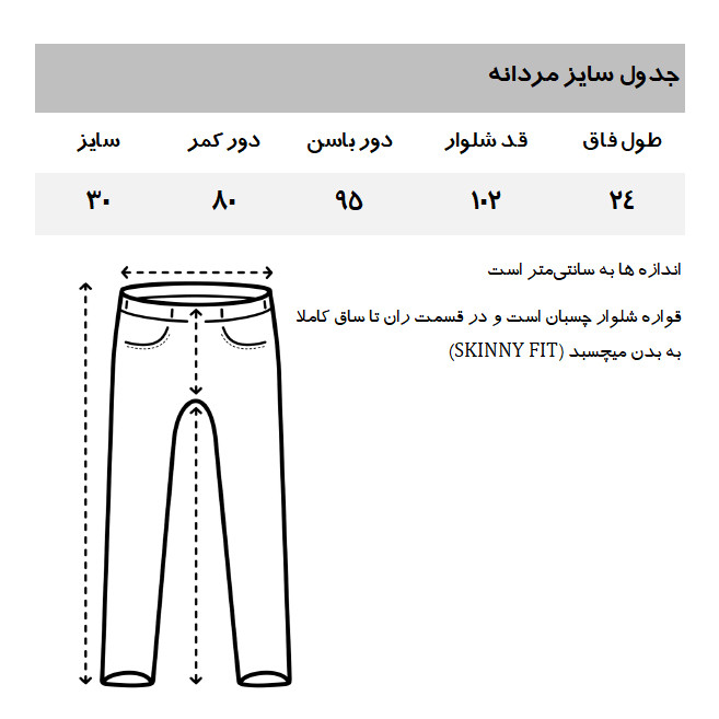 شلوار جین اسکینی مردانه مدل BK188LD