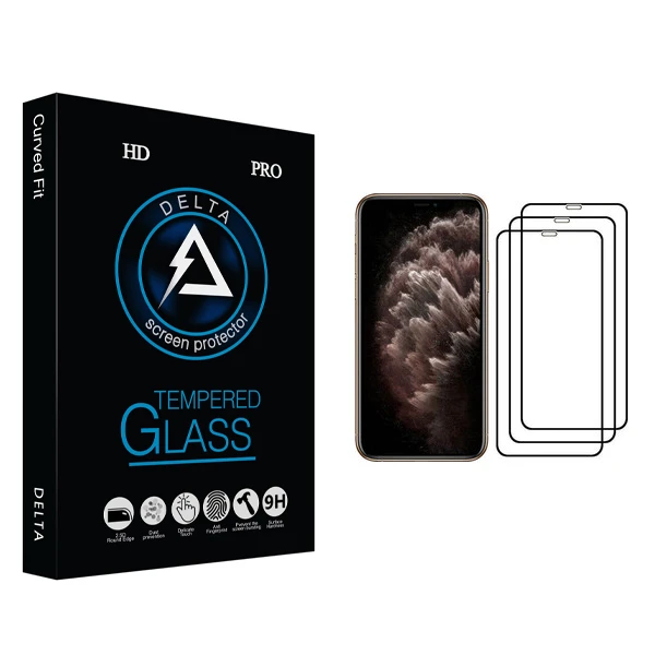 محافظ صفحه نمایش دلتا مدل Fit مناسب برای گوشی موبایل اپل iPhone 11 pro max بسته 3 عددی