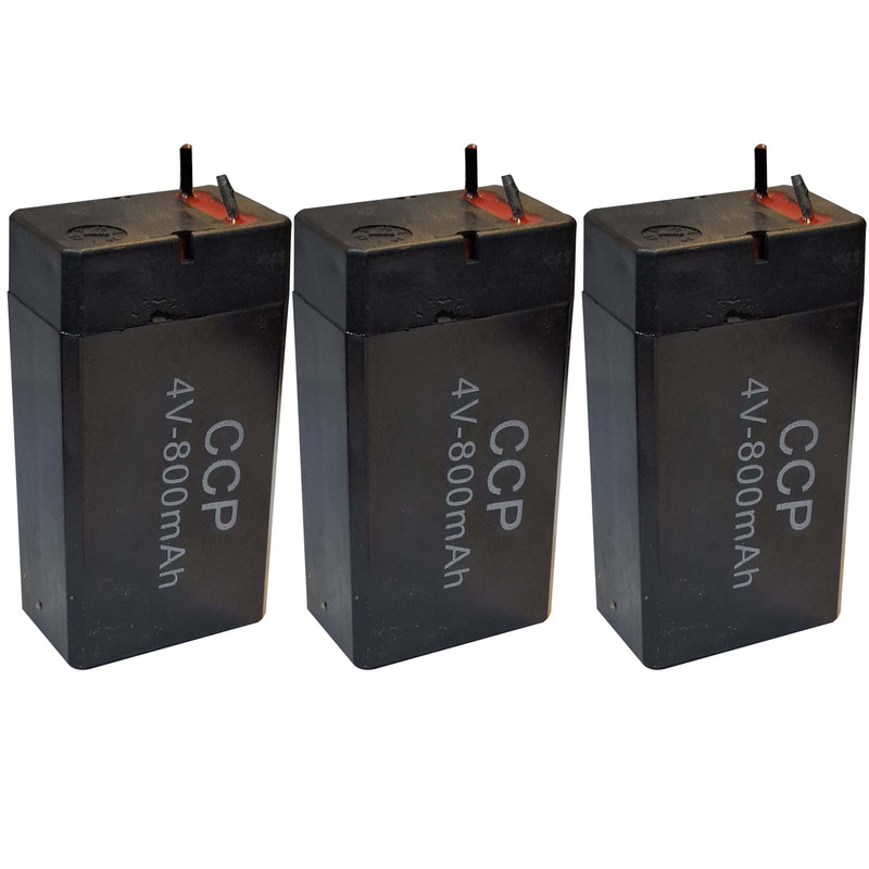 باتری سیلد اسید 4 ولت سی سی پی مدل 4V-800mah ظرفیت  800 میلی آمپر ساعت بسته سه عددی