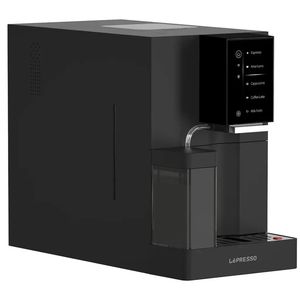 قهوهساز اتوماتیک لپرسو مدل LPCFFBAC0046BK، با توان 1480 وات، پمپ ایتالیایی 19 بار، سیستم دو بویلر، آسیاب قهوه قابل تنظیم، کفساز شیر، اتصال به موبایل از طریق اپلیکیشن و صفحهنمایش دیجیتال 4.3 اینچی