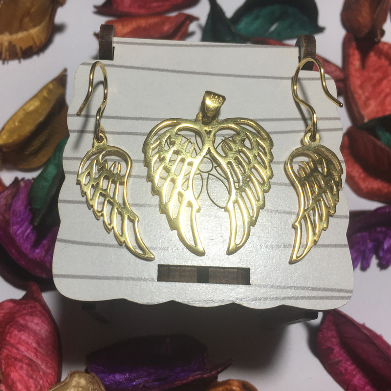 نیم ست نقره زنانه مدل بال فرشته دست ساز