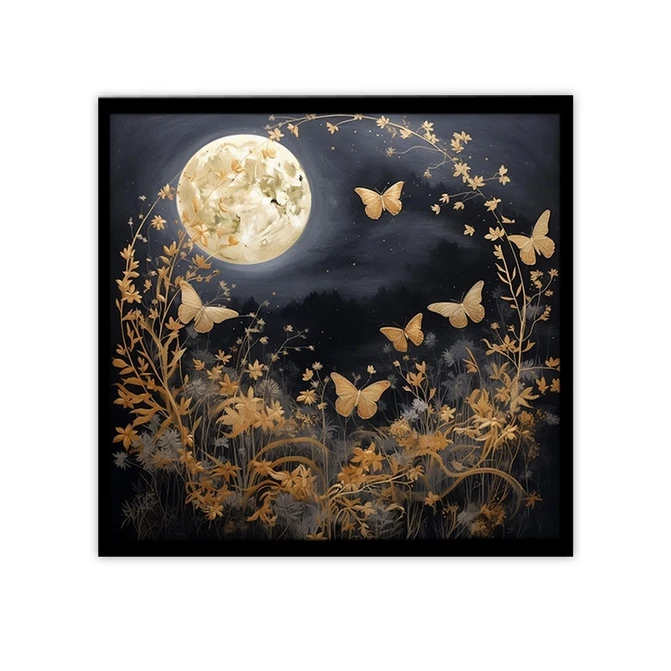 تابلو نوری بکلیت طرح دکوراتیو ماه و پروانه مدل B-MID-18956