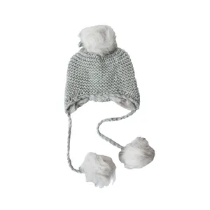 کلاه بافتنی دخترانه کد 563 رنگ طوسی