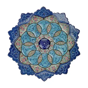 بشقاب مسی میناکاری شده اثر سلطانی کد 34 قطر 20 سانتی متر