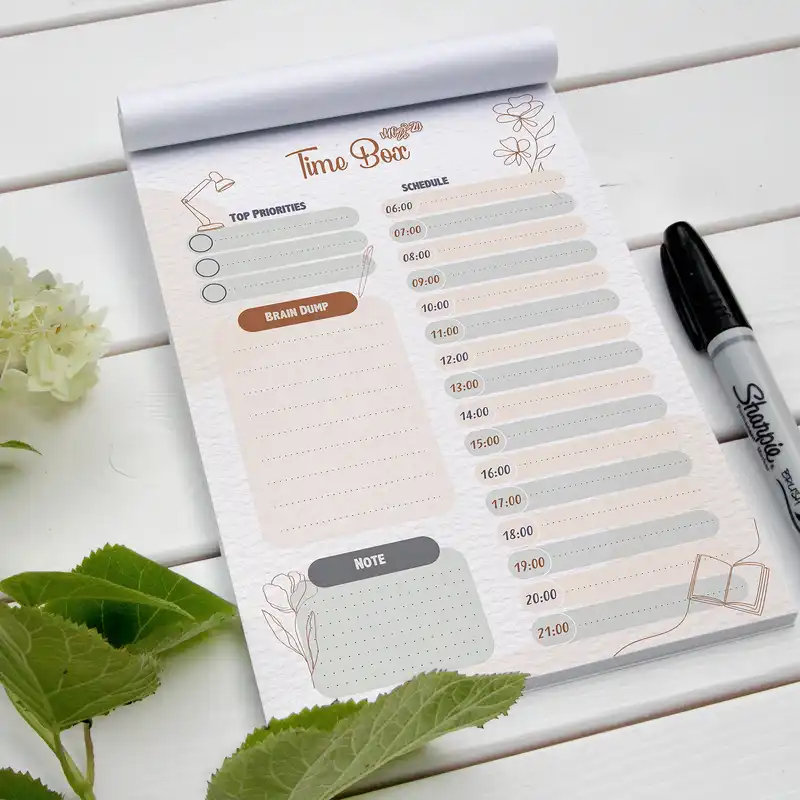 کاغذ یادداشت مدل برنامه ریزی تایم باکس طرح مینیمال