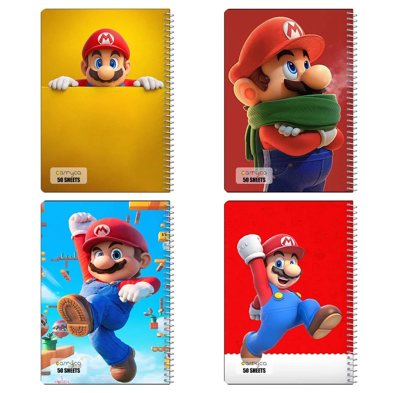 دفتر نقاشي 50 برگ کارنيکا طرح ماریو mario کد 67093 مجموعه 4 عددی