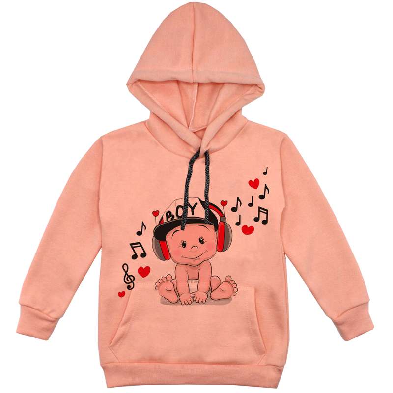 هودی پسرانه مدل پسر و هدفون F52 رنگ گلبهی