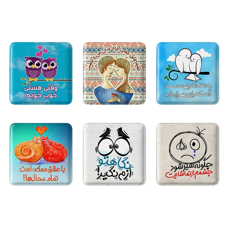 مگنت خندالو مدل تایپوگرافی کد 41A مجموعه 6 عددی