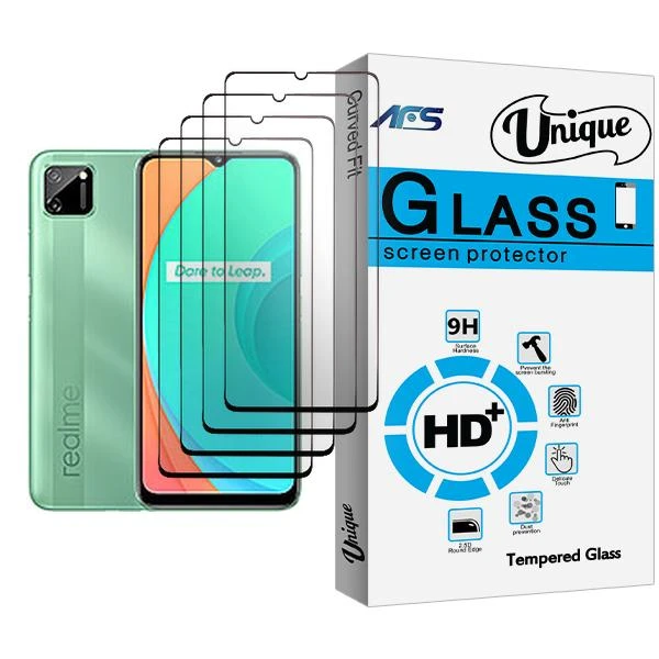 محافظ صفحه نمایش ای اف اس مدل Unique Glass MIX004 مناسب برای گوشی موبایل ریلمی C11 بسته چهار عددی