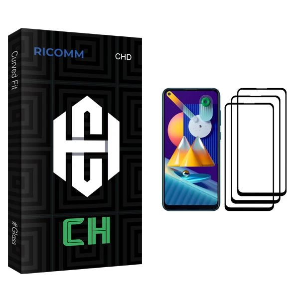 محافظ صفحه نمایش ریکام مدل CH glass مناسب برای گوشی موبایل سامسونگ Galaxy M11 بسته سه عددی