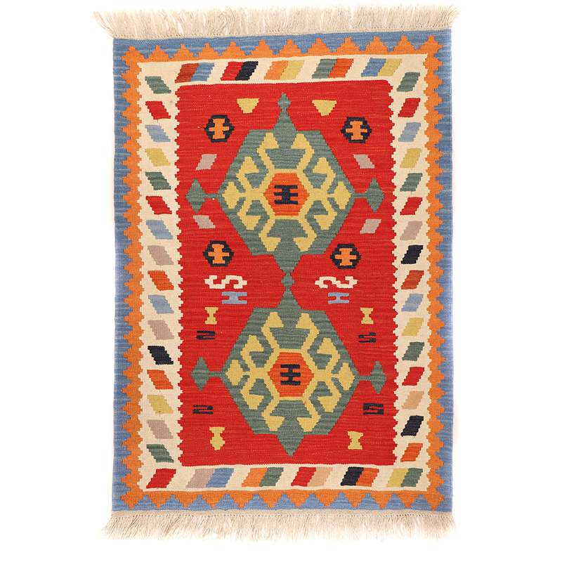 گلیم دستبافت یک ونیم متری طرح قشقایی کد 140601