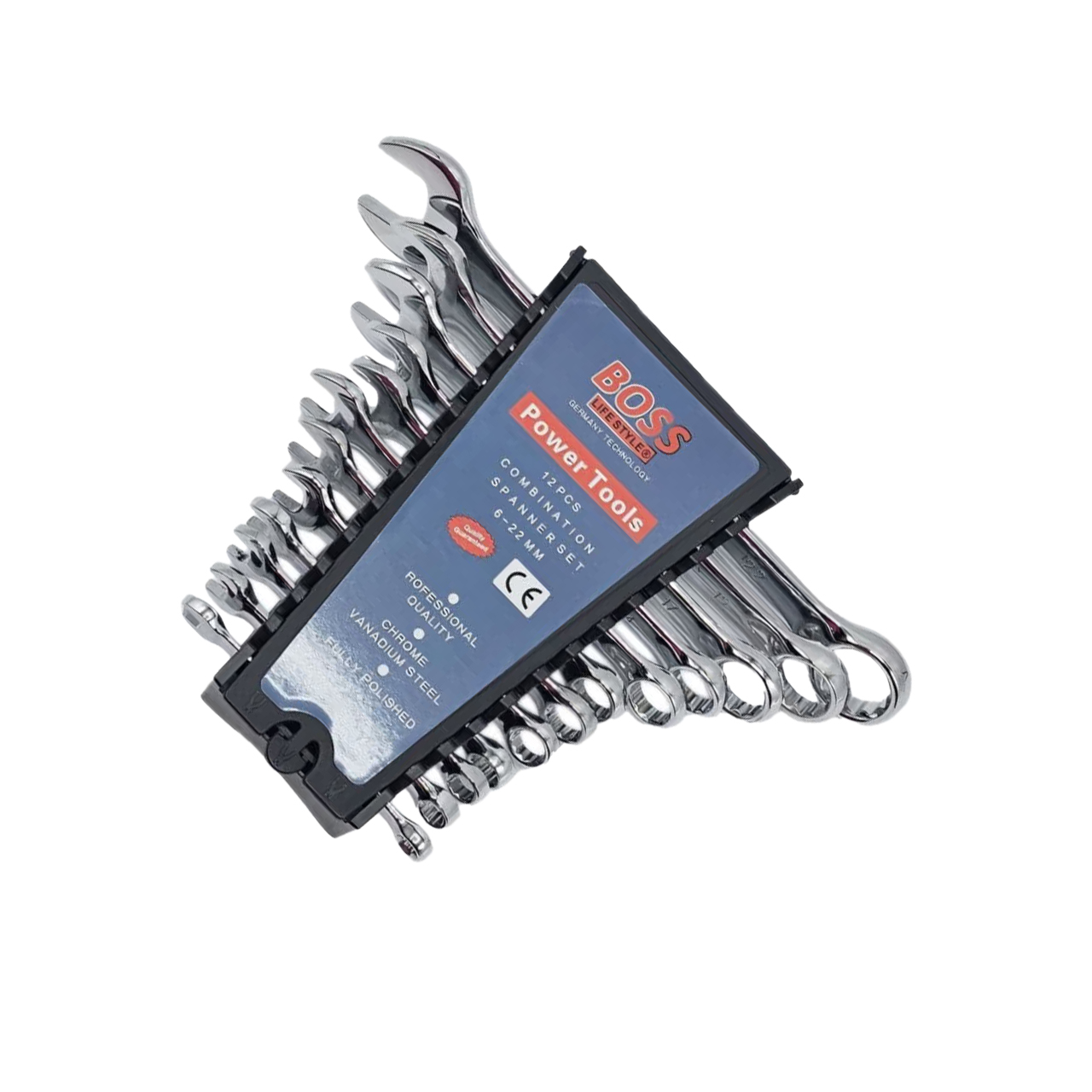 آچار یکسر تخت یکسر رینگی باس مدل combination-spanerset مجموعه 12 عددی