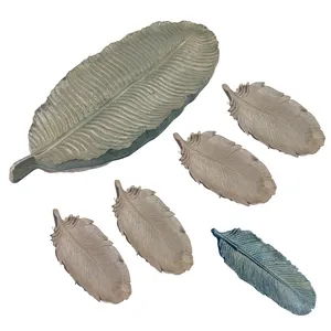 ست 6 تکه ظروف پذیرایی سنگی مدل پتینه طرح برگ کد 2931