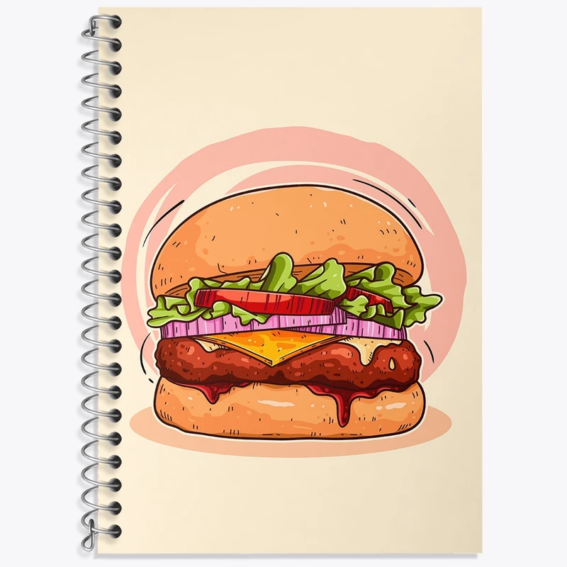 دفتر زبان 50 برگ خندالو مدل دو خط طرح فست فود (Fast Food) کد 36565