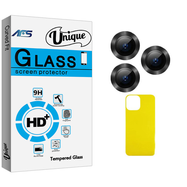 محافظ پشت گوشی ای اف اس مدل Unique Glass FLL فلزی مناسب برای گوشی موبایل اپل iPhone 13 ProMax  به همراه محافظ لنز دوربین