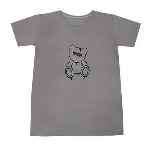 تی شرت آستین کوتاه زنانه مدل خرسی رنگ طوسی