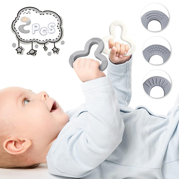 دندان گیر کودک هیروشی مدل Silicone Shamrock Teether بسته 2 عددی