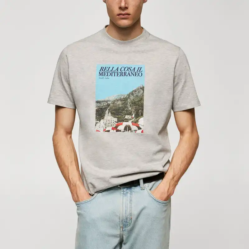 تی شرت آستین کوتاه مردانه مانگو مدل HG860BEL