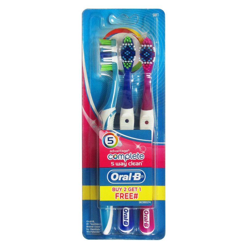 مسواک اورال-بی سری Advantage Complete مدل 5Way Clean با برس نرم بسته 3 عددی