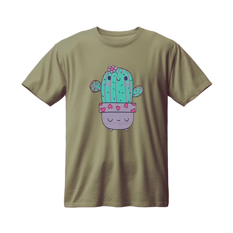 تی شرت آستین کوتاه زنانه مدل پنبه سوپر چاپی کاکتوس