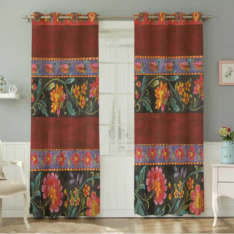 پرده نیروانا طرح سنتی مدل مخمل کد 4946سایز 140×280 سانتی متر